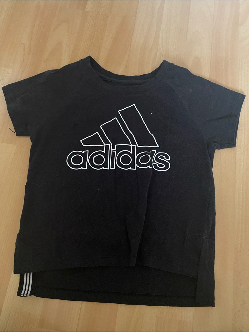 adidas Black Kids Tee with White Logo